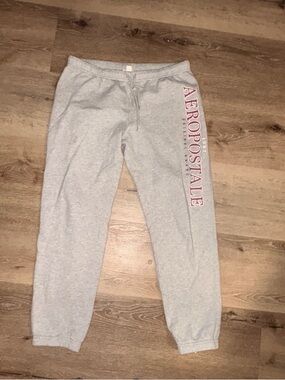 Aeropostale Light Gray Sweatpants with Pink Logo